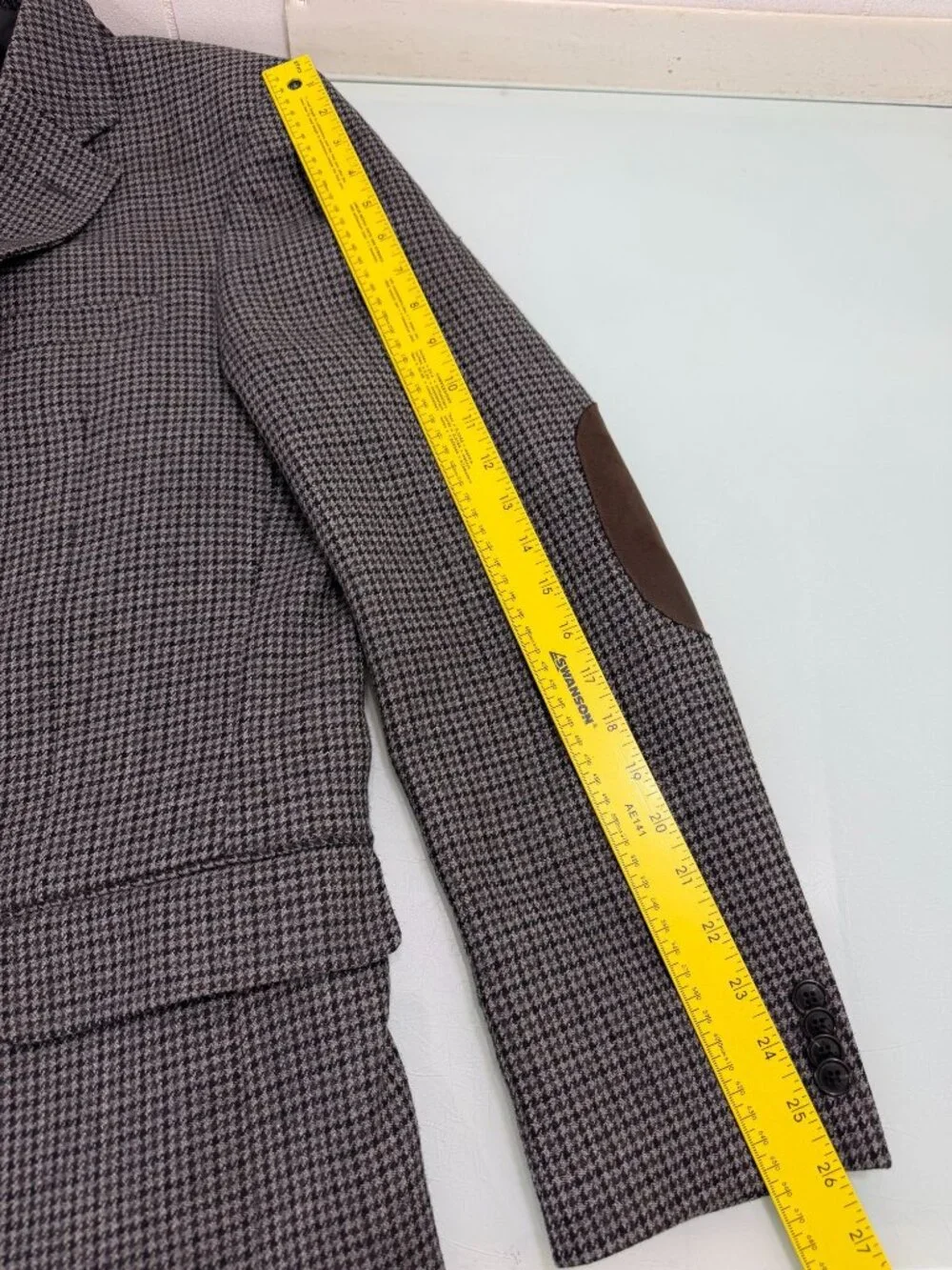 Tommy Hilfiger Blazer Sport Coat Jacket 46L Unstructured Elow Patch Houndstooth